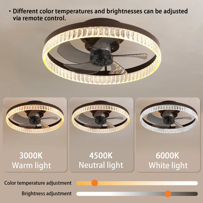Ceiling Fans with Lights, Minimalist Ring Led Chandelier Fan with Remote Control Modern Ceiling Lamp for Bedroom Nursery Living