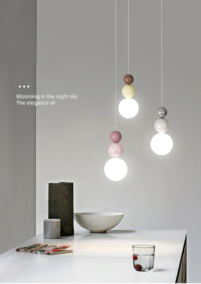 Nordic Pendant Light Modern LED Hanging Lamp Cream Style Indoor Lighting Room Decor Bedroom Living Room Bedside Light Fixture