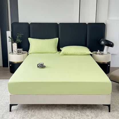 Solid Color Fitted Sheet with 2 Pillowcase Hotel Luxury Deep Pocket Sheet Soft Microfiber Breathable & Comfy Bed Sheet Set, Twin