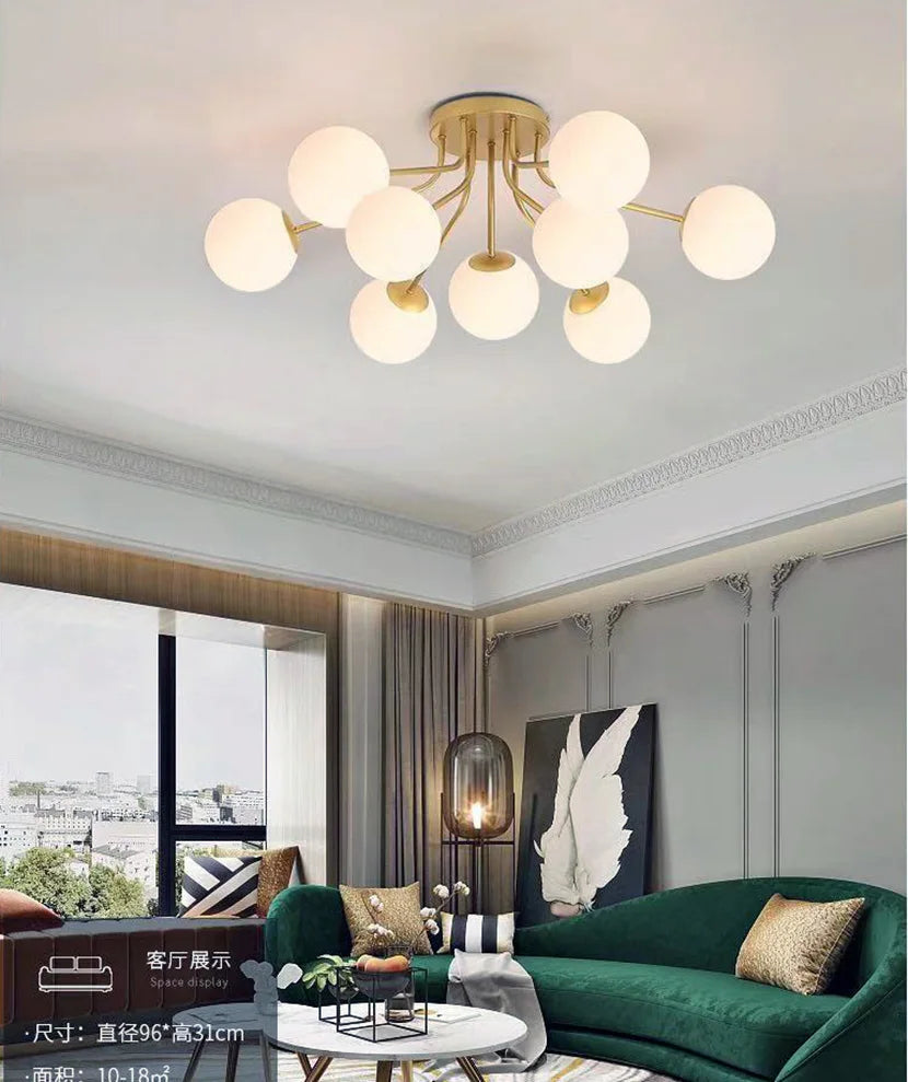 Nordic Milk White Glass Chandel Ceiling Lights for Living Room Bedroom LED Chandelier Kitchen Light Black Lighting Light Fixture