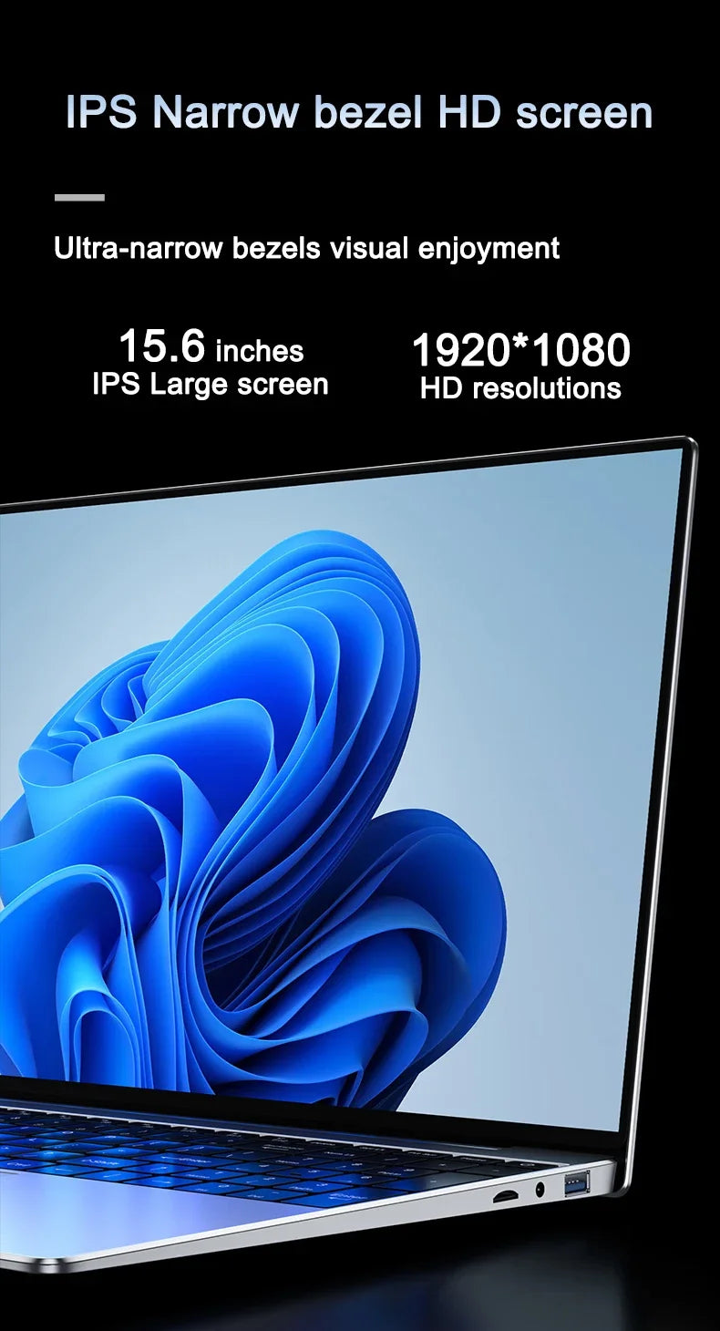 New 15.6" Inch Laptop Windows 11 Pro N5095 1920x1080 32GB+2048 GB Backlit Keyboard Portable Office Entertainment Laptop