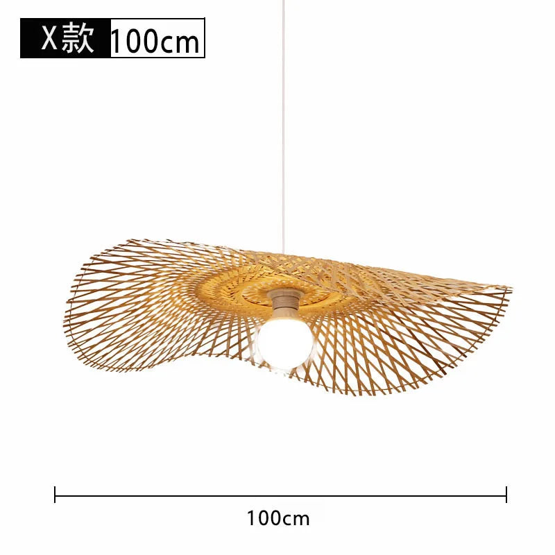 Bamboo Lantern Bamboo Woven Chandelier Chinese Restaurant Tea Room Chandelier Japanese Restaurant Straw Hat Rattan Woven Chandel