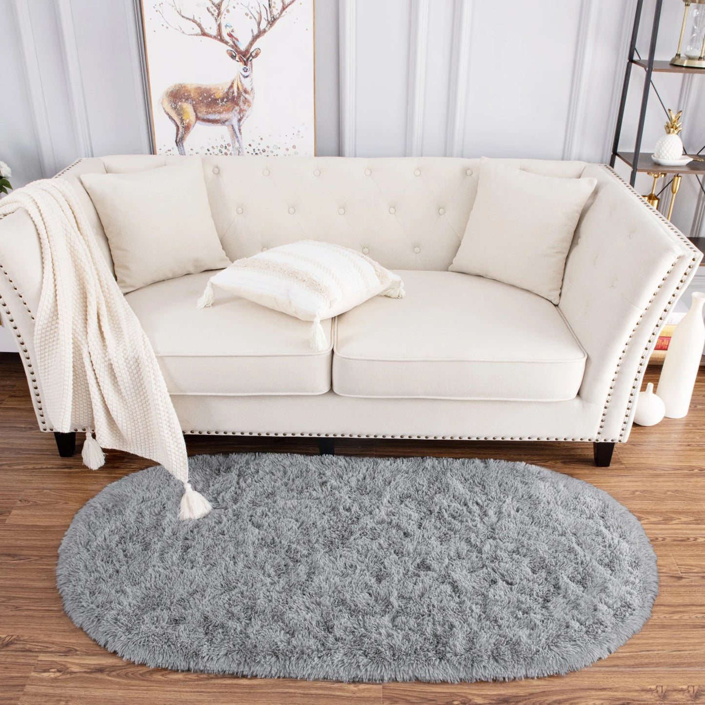 Thicken Faux Fur Area Rugs Oval fluffy Long Hair Carpet Floor mats plush Soft door Mat bedside carpets for bedroom living room