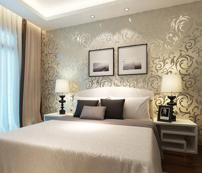 3D Grey Victorian Damask Embossed Wallpaper Roll Home Decor Living Room Bedroom Wall Coverings Silver Floral Luxury Wall Paper