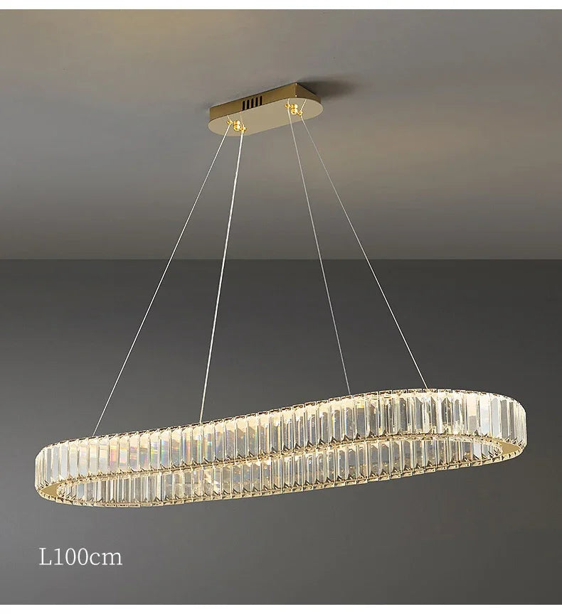 2024 Led Luxury Crystal Ceiling Pendant Lamp Living Room Bedroom Hanging Chandelier Bar Dining Table Light for Room Decor Lustre