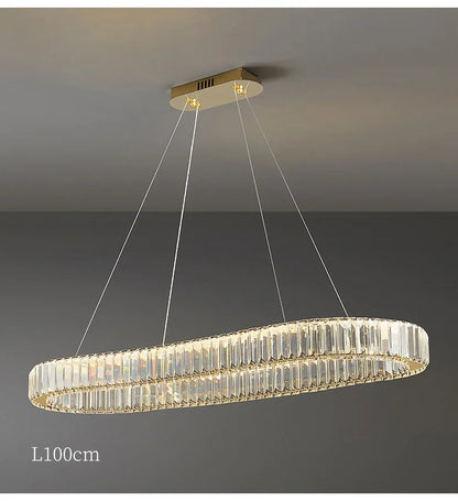 2024 Led Luxury Crystal Ceiling Pendant Lamp Living Room Bedroom Hanging Chandelier Bar Dining Table Light for Room Decor Lustre