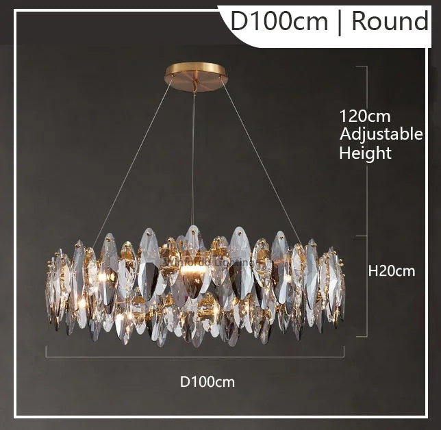 Modern Grey Clear Crystal Chandelier Light Luxury LED Lamp Fixture For Living Dining Room Winfordo Lighting