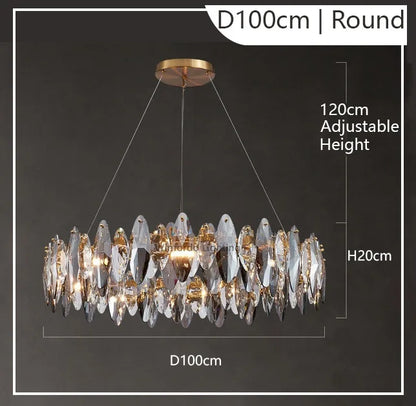 Modern Grey Clear Crystal Chandelier Light Luxury LED Lamp Fixture For Living Dining Room Winfordo Lighting
