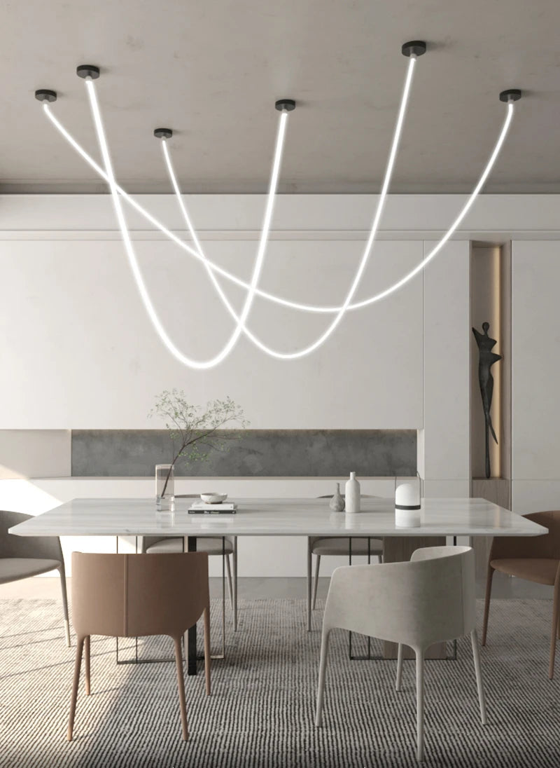 Nordic Hose Led Chandelier for Dining Living Room Center Table Kitchen Bedroom Pendant Lamp Minimalist Decor Lighting Lusters