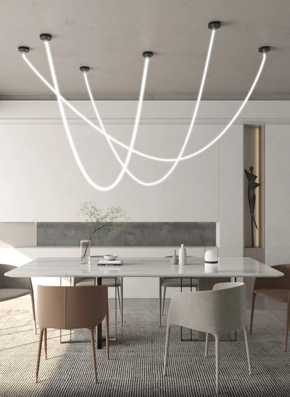 Nordic Hose Led Chandelier for Dining Living Room Center Table Kitchen Bedroom Pendant Lamp Minimalist Decor Lighting Lusters