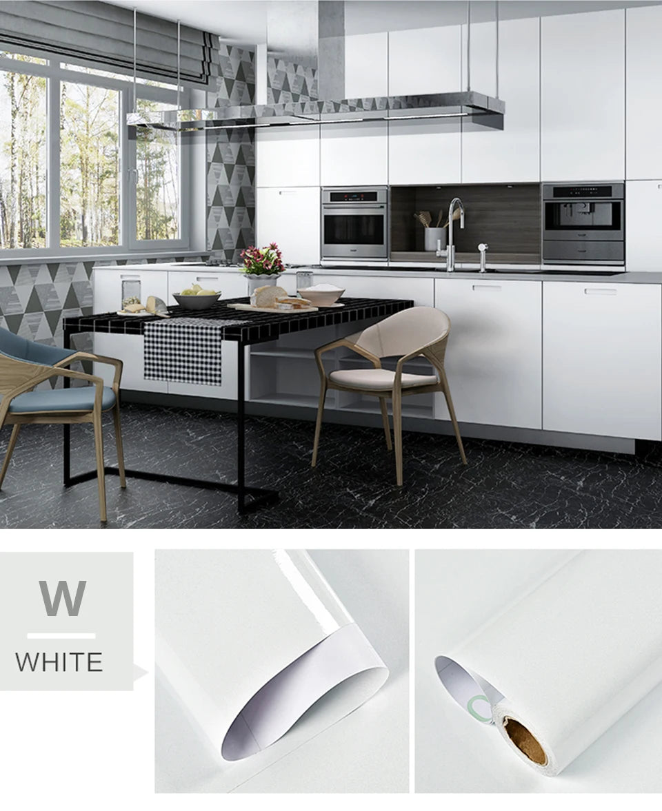 80cm Solid Color Decorative Film PVC Self Adhesive Wall Paper Furniture Renovation Stickers Kitchen Cabinet Waterproof Wallpaper