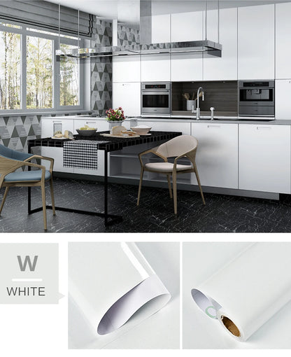 80cm Solid Color Decorative Film PVC Self Adhesive Wall Paper Furniture Renovation Stickers Kitchen Cabinet Waterproof Wallpaper