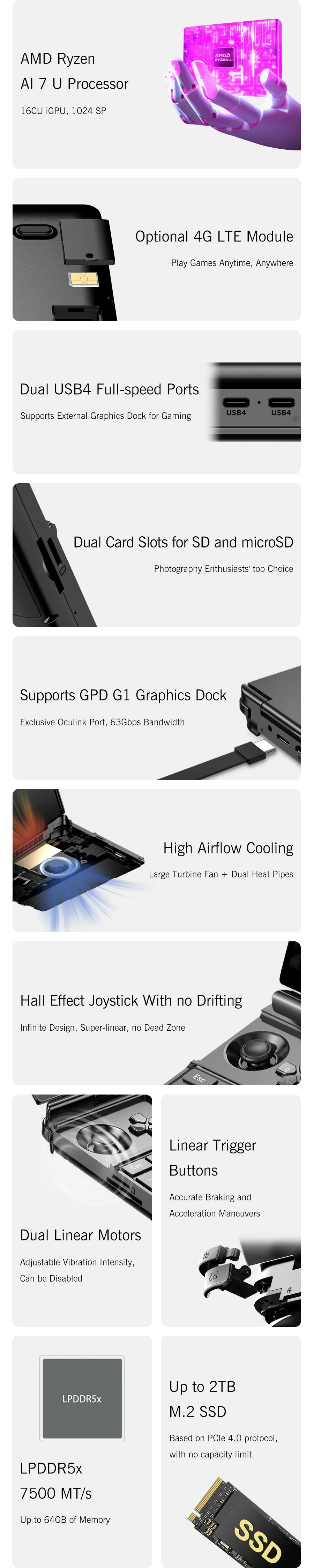 GPD WIN Max 2 2025 10.1 Inch AMD AI 9 HX 370/8840U Windows11 Gaming PC Laptop Notebook Portable Game Computer 64GB RAM 2TB Nvme