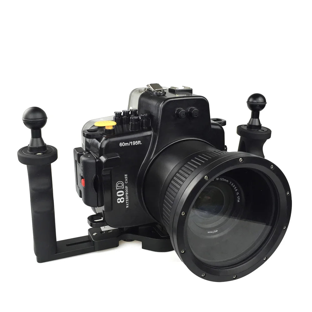 Meikon 40 M 130ft Waterproof Underwater Camera Housing Diving Kasus untuk Canon EOS DSLR 80D Digital Kamera Scuba Pakaian
