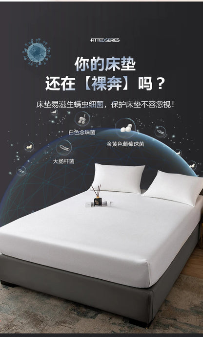 Waterproof Fitted Sheet Single Double Queen Size Mattress Cover Solid Color Fit Sheet 80x200 180x200 With Elastic Band Bed Sheet