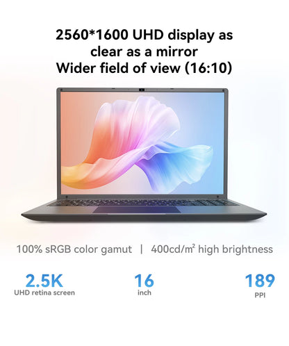 16 Inch Laptop with Intel Core i5 1240P 2.5K IPS Display Windows 11 Notebook Portable Adreamer Laptop 16GB RAM 1TB ROM SSD