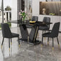 Marble Dining Table Set,Modern Dinings TablewithMDF Base Dinings Room Table and 4 Upholstered Metal Leg Chairs,Dining Room Sets
