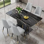 Marble Dining Table Set,Modern Dinings TablewithMDF Base Dinings Room Table and 4 Upholstered Metal Leg Chairs,Dining Room Sets