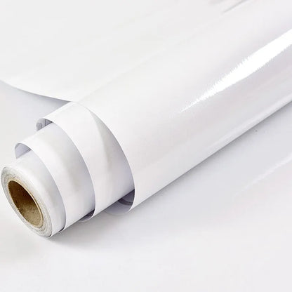 PVC Waterproof Oil-Proof Wallpaper White Self-Adhesive Kitchen Cabinet Table Top Old Furniture Renovation Color Change Stickers