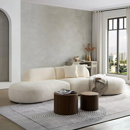 135"Curved Sectional Sofa,Modern Boucle Fabric Upholstered Modular Couch Oversized 6-Seat Sofa for Living Room,Bedroom,Apartment