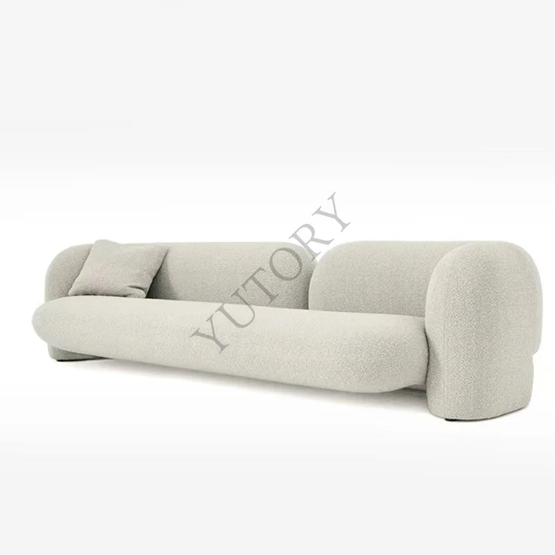 Italian minimalist double three-person small apartment living room sofa lambswool fabric leisure sofa