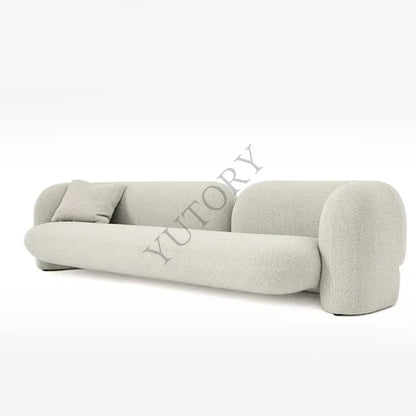 Italian minimalist double three-person small apartment living room sofa lambswool fabric leisure sofa