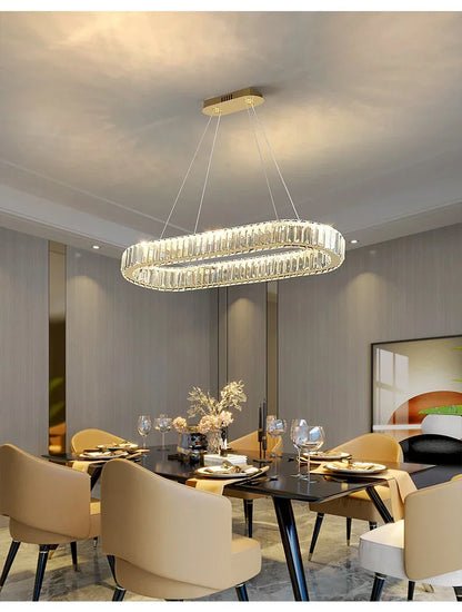 2024 Led Luxury Crystal Ceiling Pendant Lamp Living Room Bedroom Hanging Chandelier Bar Dining Table Light for Room Decor Lustre