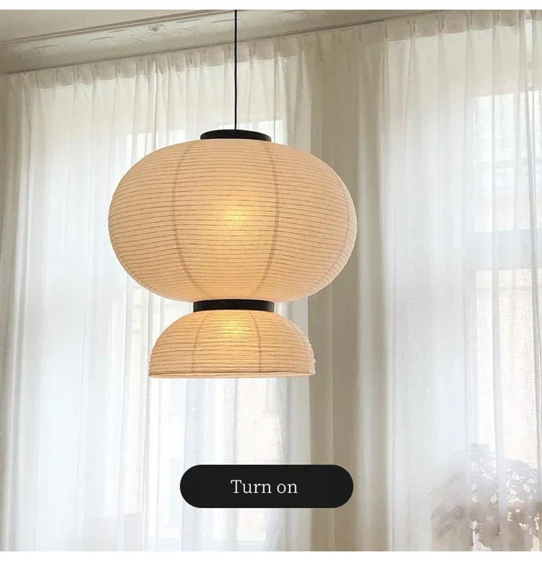 Wabi Sabi Style Rice Paper Chandeliers Japan Style Hanging Light for Ceiling Living Room LED Room Decor Lustre Pendant Lights