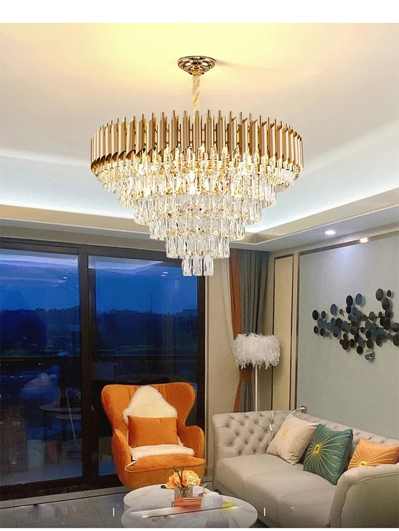 Luxury Modern Crystal Ceiling Chandelier For Living Room Lights Lustre Home Decor Indoor Lighting LED Dining Room Pendant Light