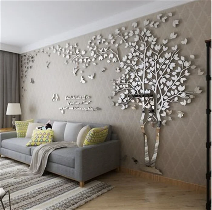3D Mirror Tree Wall Sticker, Living Room Decals, DIY Acrylic Art, TV Background Wall Poster, Home Decoration, Bedroom Wallpaper