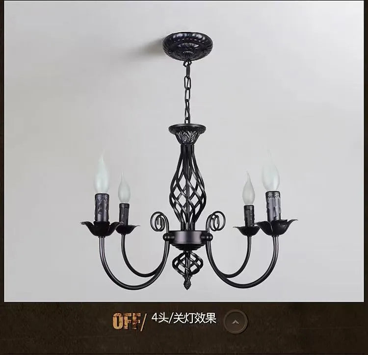 American Simple Living Room Light Modern Dining Room Bedroom Chandelier Black Iron Nordic Style Room Decoration Lighting Chandel