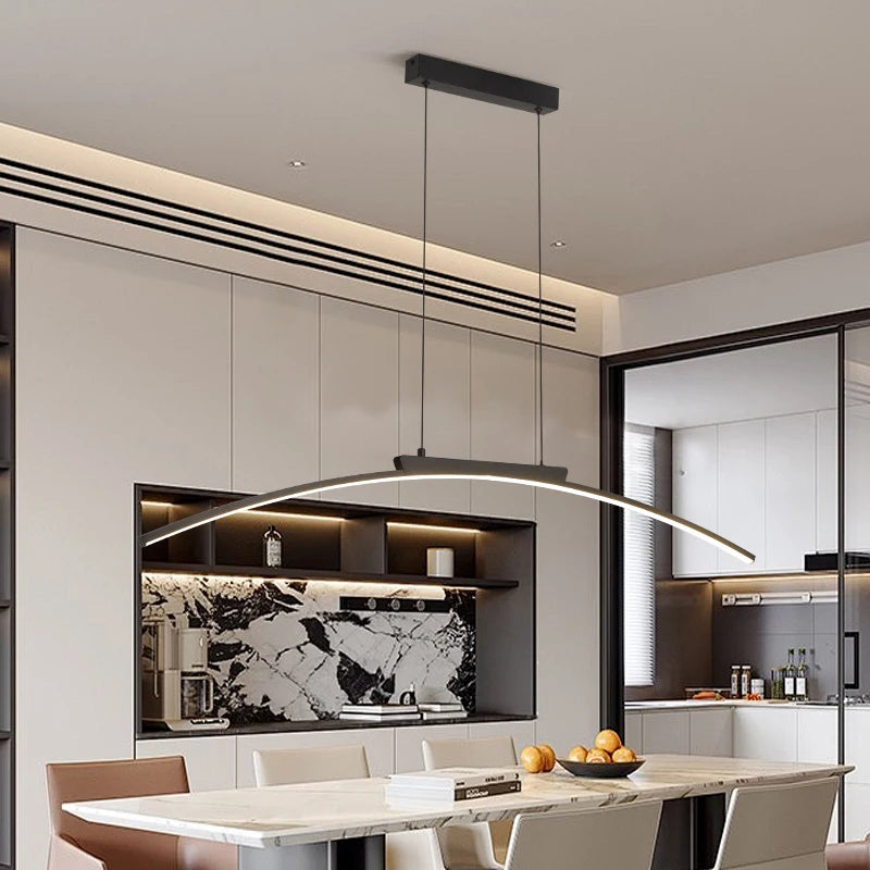 Pendant Light Nordic Chandelier Interior Décor Strip Curved Bridge LED Hanging Lamp Bedroom Living Room Home Lighting Fixtures