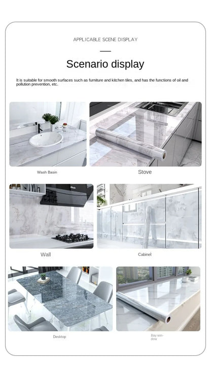 Foil Marble Self Adhesive Waterproof Wallpaper for Bathroom Wall Deocr Kitchen Oil Peoof High Temperature Resistance Stickers