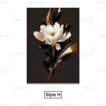 Luxury Black Gold Plant Leaves Canvas Poster Print Modern Home Abstract Wall Art Painting Living Room Luxury Decoration Gift