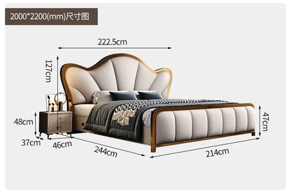 Nordic Luxury Double Bed Modern Wood High End Headboard Frame Double Bed Kids Girl Camas Matrimonial Furniture For Bedroom