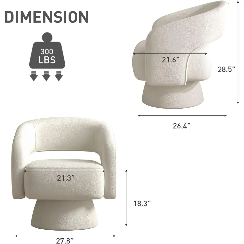 Swivel Barrel Chair, Set of 2 Velvet Accent Armchair 360 Degree Swivel Club Chair for Living Room Bedroom Reception Room, Beige