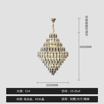 Designer LED Light Luxury Villa Main Hall Crystal Chandelier Luxury Hotel Restaurant Sales Office Custom Lights Pendant lights