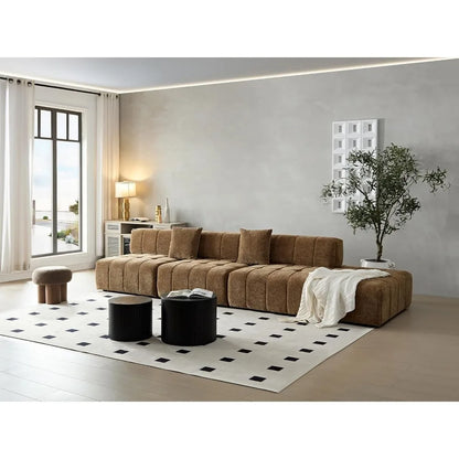 135"Curved Sectional Sofa,Modern Boucle Fabric Upholstered Modular Couch Oversized 6-Seat Sofa for Living Room,Bedroom,Apartment