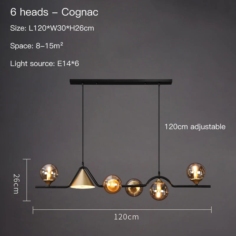 Nordic Black LED Chandelier For Living Room Kitchen Modern Home Indoor Ceiling Lighting Fixtures Glass Ball E14 Hanging Lamps