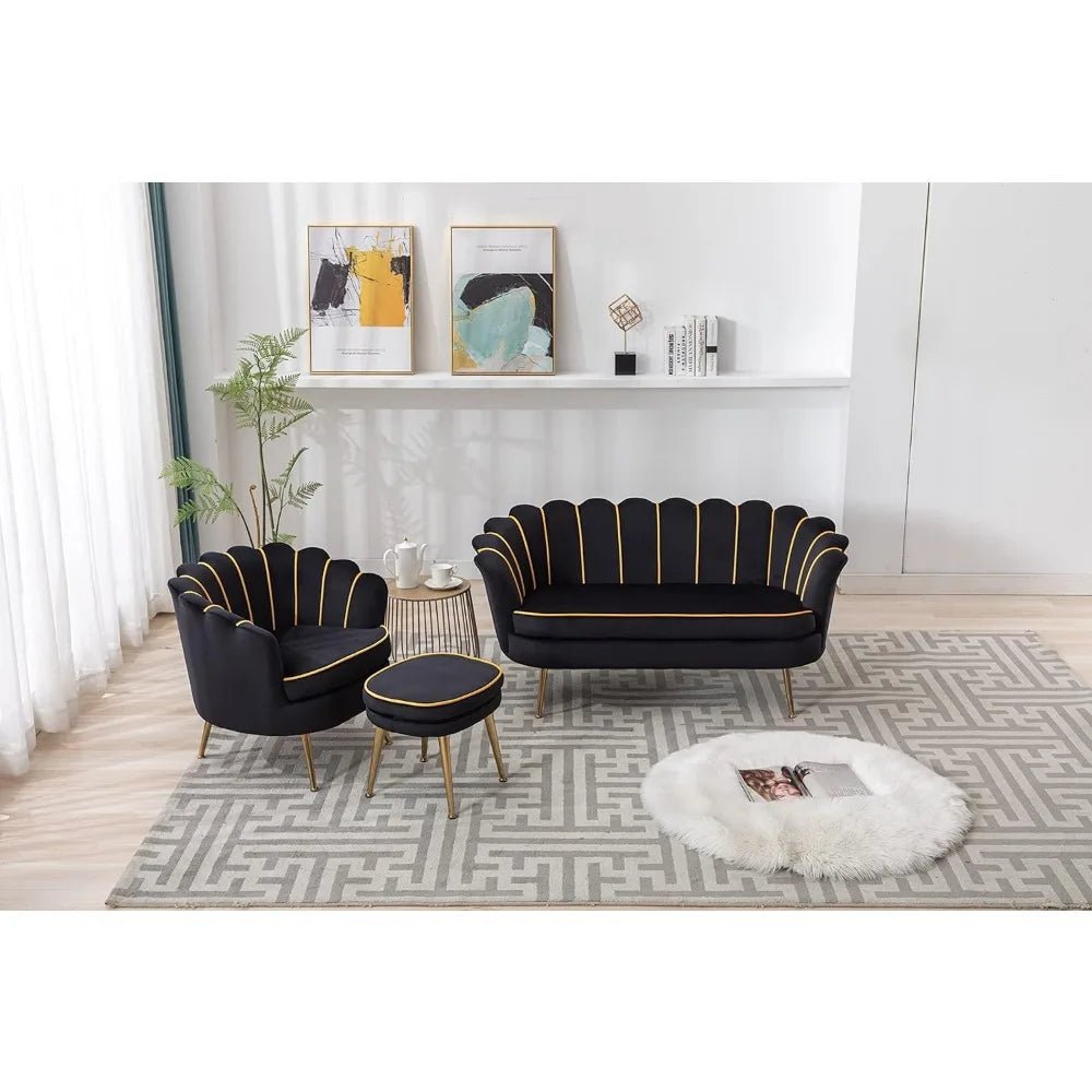 Loveseat Couch, Modern Velvet Sofa Accent Upholstered Settee, 2 Seater Small Loveseat for Small Spaces, Office, Bedroom, Living