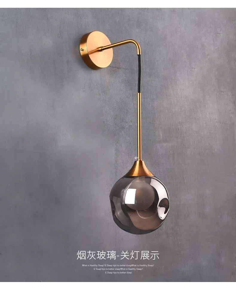 Modern Led Wall Lamp Glass Ball Gold Sconce Lighting Indoor Nordic Living Bedroom Kitchen Fixture Bedside Light Decor Luminaire