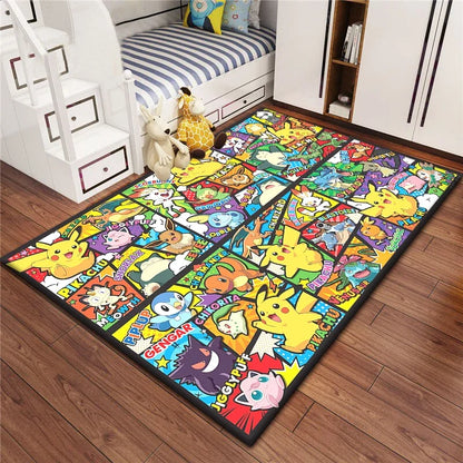 Pokemon Cartoon Carpet Rug for Living Room Bedroom Decoration Picnic Camp Kitchen Carpet Crawling Carpet Decoration
