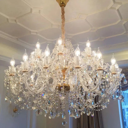 Luxury Home Crystal Chandeliers Villa Lighting for Living Room Decorate Ceiling Pendant Lamps Indoor Hanging Led Lights Fixture