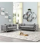 Morden Fort white leather love seat and sofa set, modern luxury and comfy furniture sleeper pouches for living room, apartment,