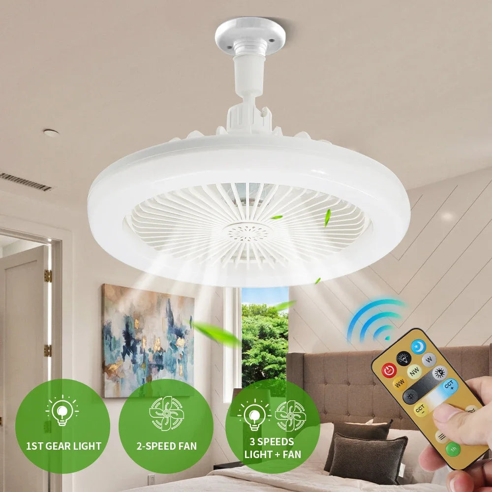 Favorable Discount White Light Round Mini Fan Lamp with Smart Remote Control Chandelier Ceiling Fan Light