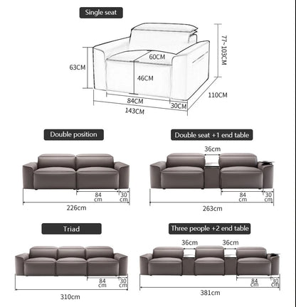 Modern Multifunctional Electric Recliner Sofa Home Theater Video Room Genuine Leather Fabric Wood for Living Video Hall
