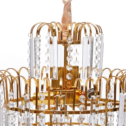 Gold Elegant Crystal Chandelier Modern Ceiling Light Pendant Fixture Lighting Lamp Metal+Glass for Living Room, Dining Room