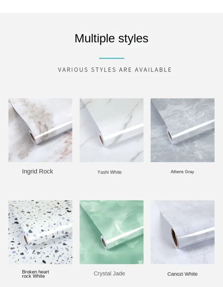 Foil Marble Self Adhesive Waterproof Wallpaper for Bathroom Wall Deocr Kitchen Oil Peoof High Temperature Resistance Stickers