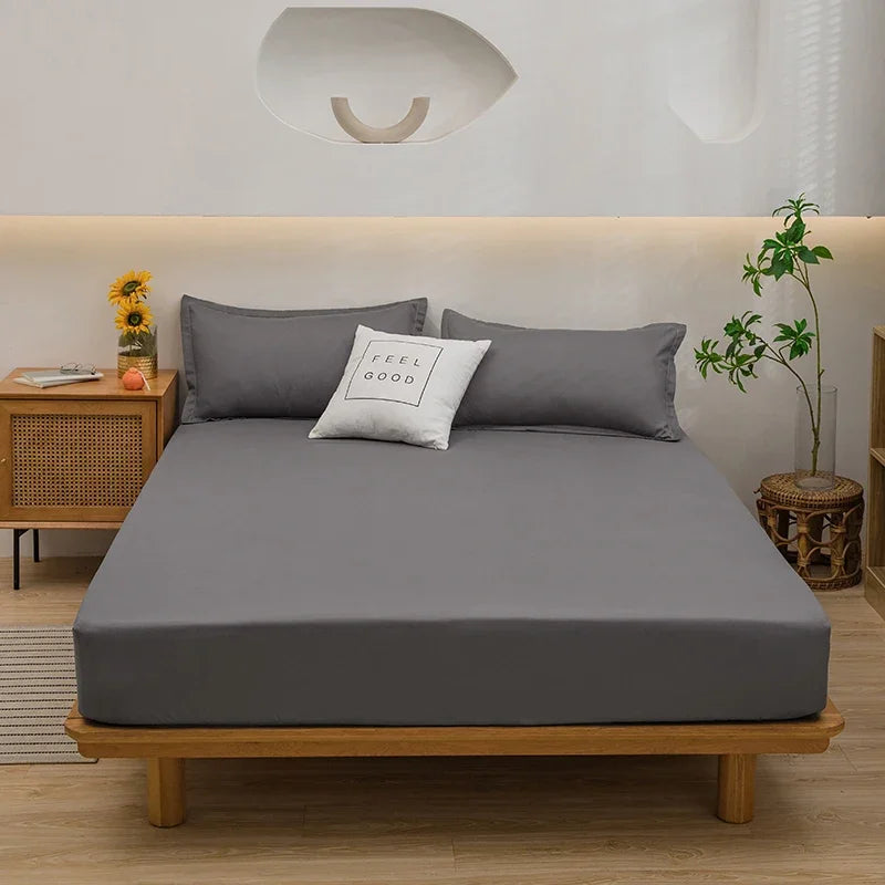 Solid Color Fitted Sheet with 2 Pillowcase Hotel Luxury Deep Pocket Sheet Soft Microfiber Breathable & Comfy Bed Sheet Set, Twin