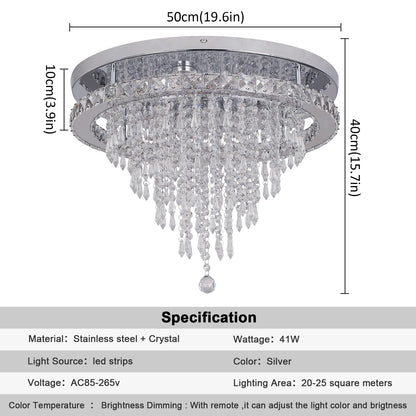 Luxury Crystal Modern LED Ceiling Chandelier Light Remote Dimming Round Ceiling Lamp for Home  Decoration Indoor Hanging Lamps